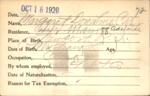 Voter registration card of Margaret Donahue Carr, Hartford, October 18, 1920