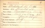 Voter registration card of Mildred W. Carr, Hartford, October 18, 1920