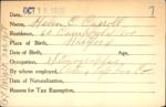 Voter registration card of Helen C. Carroll, Hartford, October 15, 1920