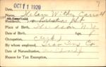 Voter registration card of Helen Withey Carroll, Hartford, October 11, 1920