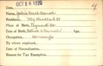 Voter registration card of Julia Beach Carroll, Hartford, October 16, 1920