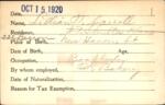 Voter registration card of Lillian T. Carroll, Hartford, October 15, 1920