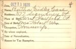 Voter registration card of Bertha Gridley Case, Hartford, October 13, 1920