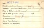Voter registration card of Anna Neary[?] Casey, Hartford, October 13, 1920