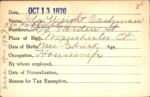 Voter registration card of Ida Wright Cashman, Hartford, October 13, 1920