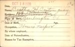 Voter registration card of Bertha H. Castonguay, Hartford, October 18, 1920
