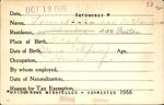 Voter registration card of Louise Antonucci Dellarocco, Hartford, October 19, 1920