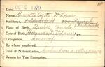 Voter registration card of Henrietta Ayotte DeLorme, Hartford, October 9, 1920