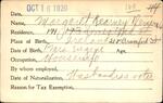 Voter registration card of Margaret Kearny Demarais, Hartford, October 16, 1920
