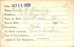 Voter registration card of Cecile W. Deming, Hartford, October 18, 1920
