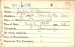 Voter registration card of Sadie R. Deming, Hartford, October 16, 1920