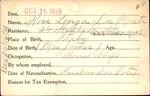 Voter registration card of Rose Lonza DeMonte, Hartford, October 16, 1920