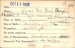 Voter registration card of Annie McGuire Dempsey, Hartford, October 15, 1920