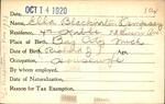 Voter registration card of Ella Blackinton Dempsey, Hartford, October 14, 1920