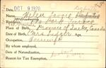 Voter registration card of Helen Lavoie Depatie, Hartford, October 9, 1920