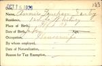 Voter registration card of Annie Lenehan Derby, Hartford, October 15, 1920