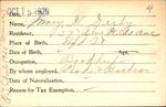 Voter registration card of Mary N. Derby, Hartford, October 15, 1920
