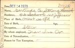 Voter registration card of Gertrude A. Strong (Derick), Hartford, October 14, 1920