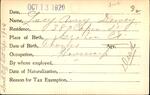 Voter registration card of Lucy Avery Dewey, Hartford, October 13, 1920.