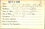 Voter registration card of Hazel Tilden Dexter, Hartford, October 15, 1920.