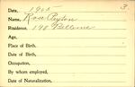 Voter registration card of Rose Peyton, 1905