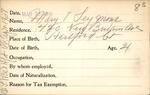 Voter registration card of Mary T. Seymour, Hartford, March 23, 1916