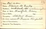 Voter registration card of Florence B. Turley, Hartford, October 19, 1920