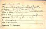 Voter registration card of Mary S. Buckner, Hartford, October 14, 1920