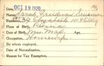 Voter registration card of Sarah Freidman [Friedman] Suisman, Hartford, October 19, 1920