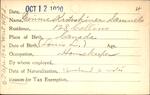 Voter registration card of Minnie Krotoshiner Samuels, Hartford, October 12, 1920