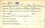 Voter registration card of Elizabeth Kunstler Dickerman, Hartford, October 15, 1920.