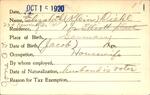 Voter registration card of Elizabeth (Klein) Diehl, Hartford, October 15, 1920