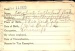 Voter registration card of Caroline Sutherland Diekow, Hartford, October 11, 1920
