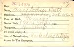 Voter registration card of Anna Lochner Dietl, Hartford, October 14, 1920