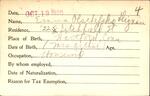Voter registration card of Emma Olschefskie Dignam, Hartford, October 19, 1920