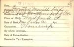 Voter registration card of Dorothy Morrill Dix, Hartford, October 11, 1920