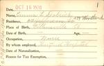 Voter registration card of Emma L. Dobrick, Hartford, October 16, 1920