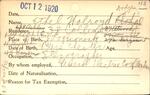 Voter registration card of Ethel Holroyd Dodge, Hartford, October 12, 1920