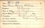 Voter registration card of Rose Moore Dolan, Hartford, October 14, 1920