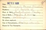 Voter registration card of Armenouhi Davoud Donchian, Hartford, October 13, 1920