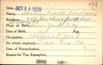 Voter registration card of Helen Edith Donelson, Hartford, October 14, 1920