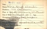 Voter registration card of Nora Griff Donlin, Hartford, October 11, 1920