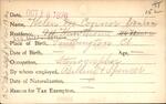 Voter registration card of Helen M. Connor (Donlon), Hartford, October 16, 1920