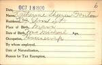 Voter registration card of Katherine Sheeren Donlon, Hartford, October 18, 1920