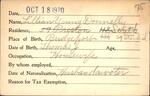 Voter registration card of Lillian Young Donnelly, Hartford, October 18, 1920