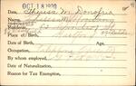 Voter registration card of Theresa M. Montana (Donofrio), Hartford, October 18, 1920