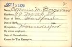 Voter registration card of Catherine M. Donovan, Hartford, October 15, 1920