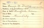 Voter registration card of Fannie M. Doocy, Hartford, October 18, 1920