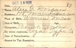 Voter registration card of Alice G. Dorgan, Hartford, October 18, 1920
