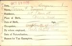 Voter registration card of Teresa F. Doigan (Dorgan), Hartford, October 19, 1920